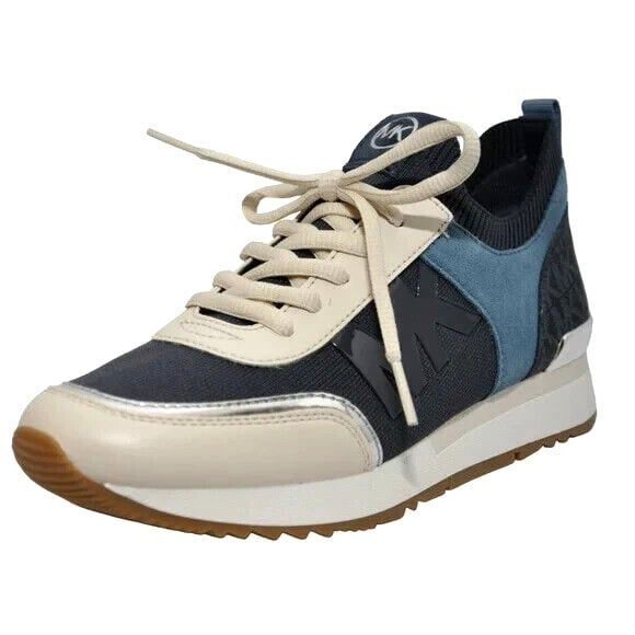 New Michael Kors Jenkins Stretch Knit Trainer Sneakers Navy Multi Size 7.5 M - Picture 1 of 7